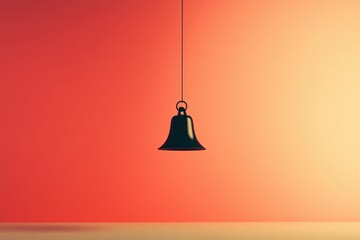 Sticker - Black Bell Hanging from Ceiling Against Red and Yellow Gradient Background