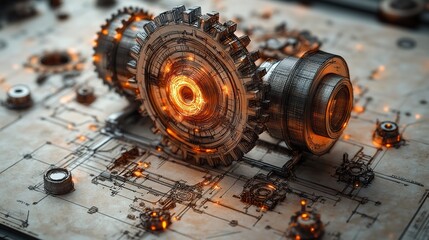 depicting the function concept in programming featuring machine doodle drawing with intricate cogs and wheels symbolizing the mechanics of coding and software development.illustration