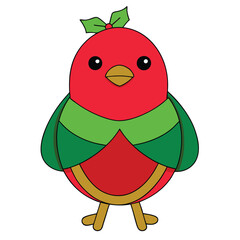 Wall Mural - Christmas Cute Robin Vector.