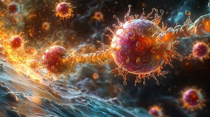 Wall Mural - image depicting targeted cancer cells in the context of precision medicine showcasing cancer cells b