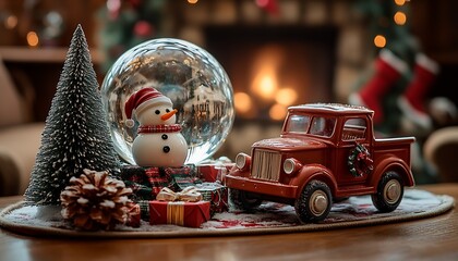 Poster - Christmas decorations,With a crystal ball in the center. : Generative AI