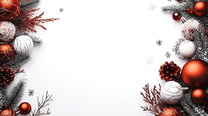 Poster - Christmas card, wide white background Placed on the right side of the picture. : Generative AI