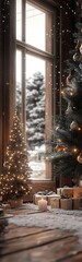 Poster - A beautiful New Year tree with balls and gift boxes. : Generative AI
