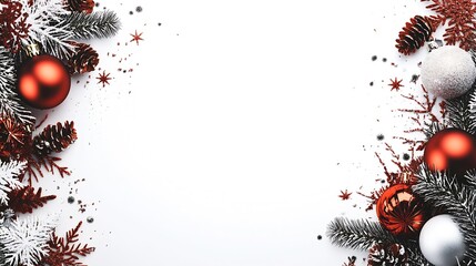 Poster - Christmas card, wide white background Placed on the right side of the picture. : Generative AI