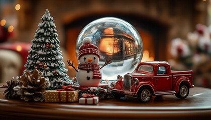 Poster - Christmas decorations,With a crystal ball in the center. : Generative AI