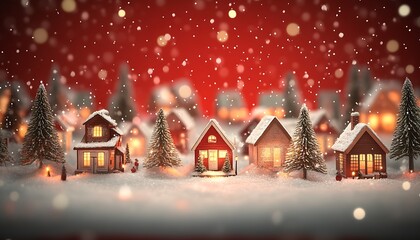 Poster - Christmas village diorama with little houses and Christmas trees : Generative AI