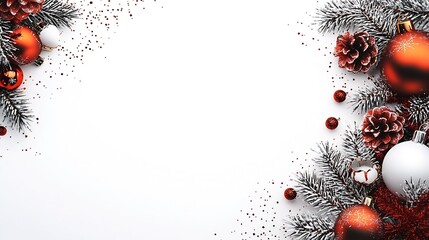 Poster - Christmas card, wide white background Placed on the right side of the picture. : Generative AI
