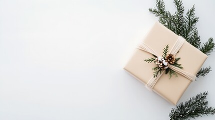 Poster - Gift box, wide white background Placed on the right side of the picture. : Generative AI