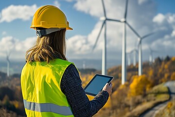 An engineer in a yellow safety vest and hard hat : Generative AI