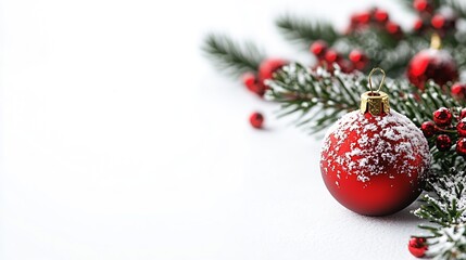 Poster - Christmas card, wide white background Placed on the right side of the picture. : Generative AI