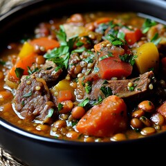 Veggie meat lentil bowl