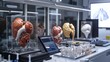 © Chom - A lab environment where scientists are working on the development of artificial organs, with 3D printed organs and bio-synthetic materials on display
