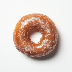 Fresh, colorful donut rests on white surface