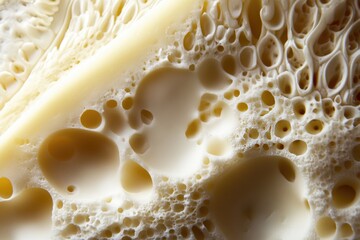 Poster - Close-up of the Textured Surface of Swiss Cheese with Large and Small Holes