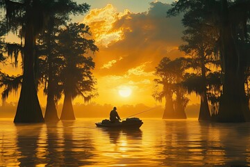 Canvas Print - sunset on the lake