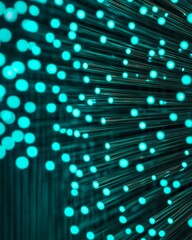 Aufkleber - Futuristic Close-Up of Glowing Fiber Optic Cables in a Dark Abstract Space