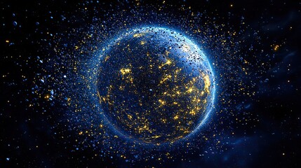 Wall Mural - space debris orbiting earth illustrating the growing issue of space pollution.stock image