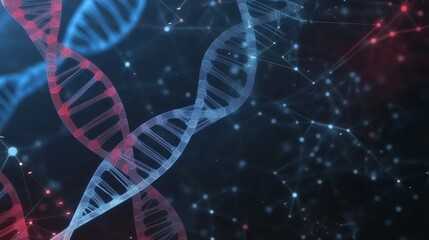 Poster - Abstract Biohacking Visuals with DNA Strands and Technological Motifs