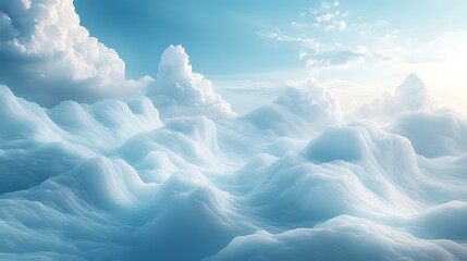 Wall Mural - a picturesque view of fluffy white clouds forming a stunning, abstract landscape against a clear blu