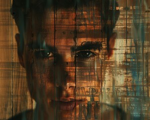 Wall Mural - a portrait with a layered look. ai.