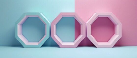 Sticker - Octagons in blue and pink. AI.