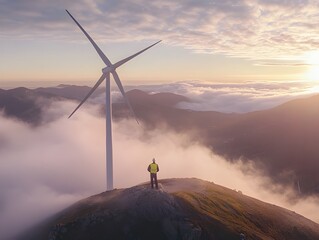 wind turbine in the mountains