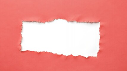 Wall Mural - A torn piece of red paper reveals a white background.