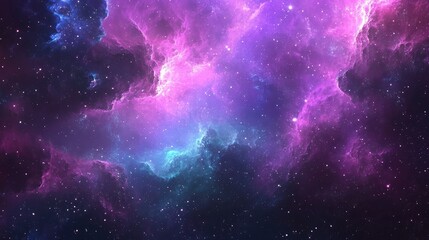 Wall Mural - 3D cartoon depiction of a universe featuring violet pink blue and cyan hues showcasing a galaxy landscape with nebula and stars 3D artwork creation