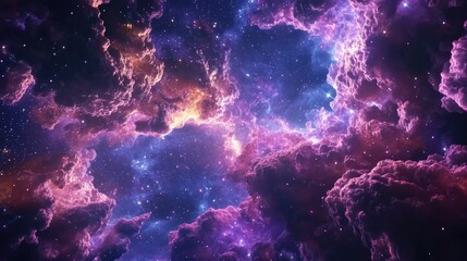 Wall Mural - 3d cartoon rendering showcasing nebulae and numerous stars in outer space