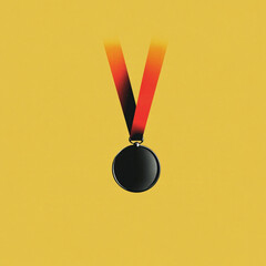 vector icon of gold medal contrast to clear yellow background 