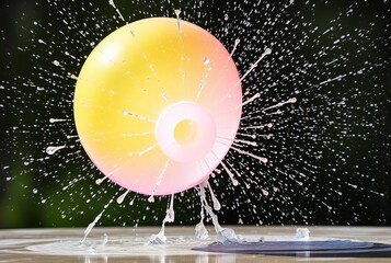 Water Balloon Burst A water balloon bursting on a surface or in