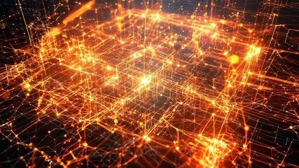 Aufkleber - A computer generated image of a cityscape with bright orange lights