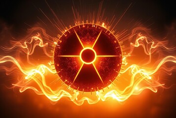 Smart Burst Nuclear Energy Nuclear symbol with energy waves and