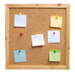 © taimoor - cork board with pinned papers isolated on transparent background