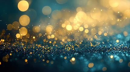 Abstract sparkle bokeh Blue and gold glitter  background