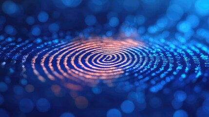 Electronic fingerprint with a blurred background and ample copy space for text or graphics