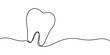 © line draw - Vector continuous one simple single abstract line drawing of  tooth dental clinic and care concept, Single line drawing of a tooth, Single continuous line art anatomical human tooth silhouette implant