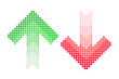 © Marina - Pixel arrow set. Two halftone arrows increase and decrease template. Red and green color.