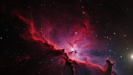 Wall Mural - cosmos with red nebula and stardust 4k.