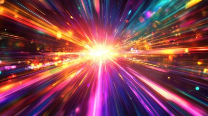 Wall Mural - vibrant colorful light beams in a futuristic environment ideal for depicting themes of cyberspace an