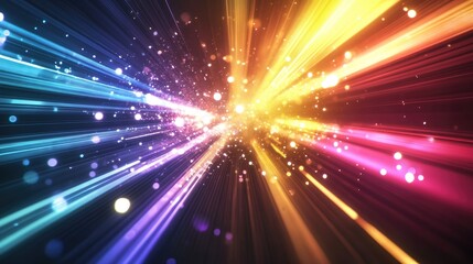 Wall Mural - vibrant colorful light beams in a futuristic environment ideal for depicting themes of cyberspace an