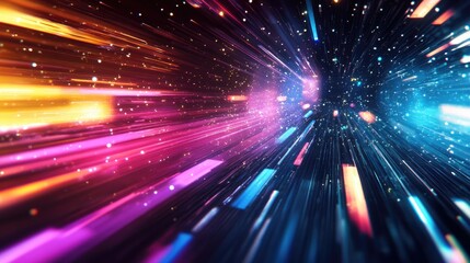 Wall Mural - vibrant colorful light beams in a futuristic environment ideal for depicting themes of cyberspace an