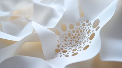 Wall Mural - folded white paper sheets with cut out designs