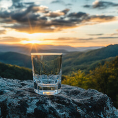 Poster - glass of water in the mountains