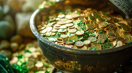 A metallic batter made in the day after st patrick contains coins made of gold or gems