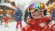 © romanets_v - Joyful child enjoying snowy winter wonderland with colorful reflections in ski goggles