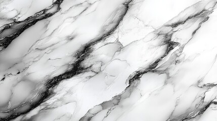 Fototapete - The surface features a beautiful black and white marble design highlighted by intricate veining, perfect for modern interiors or decorative purposes.