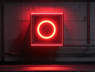 Red siren light flashing inside an enclosed neon box, symbolizing a local SEO warning for nearby businesses, 3D, Futuristic, Neon Highlights