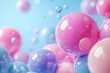 © Pixel World Vision  - Colorful shimmering spheres floating against a soft blue background, creating a whimsical and dreamy atmosphere
