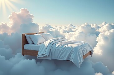 Wall Mural - clouds in the sky. bed floating among clouds